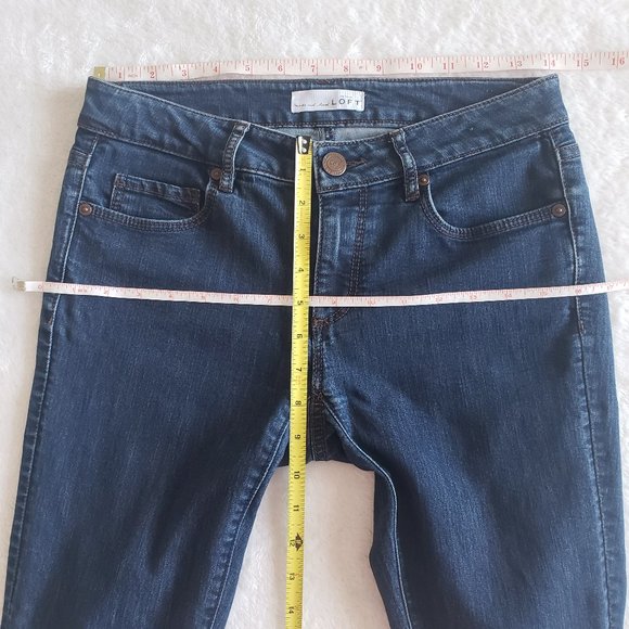LOFT Curvy Skinny Stretch Low Rise Dark Blue Jeans SZ 25 - Picture 11 of 15